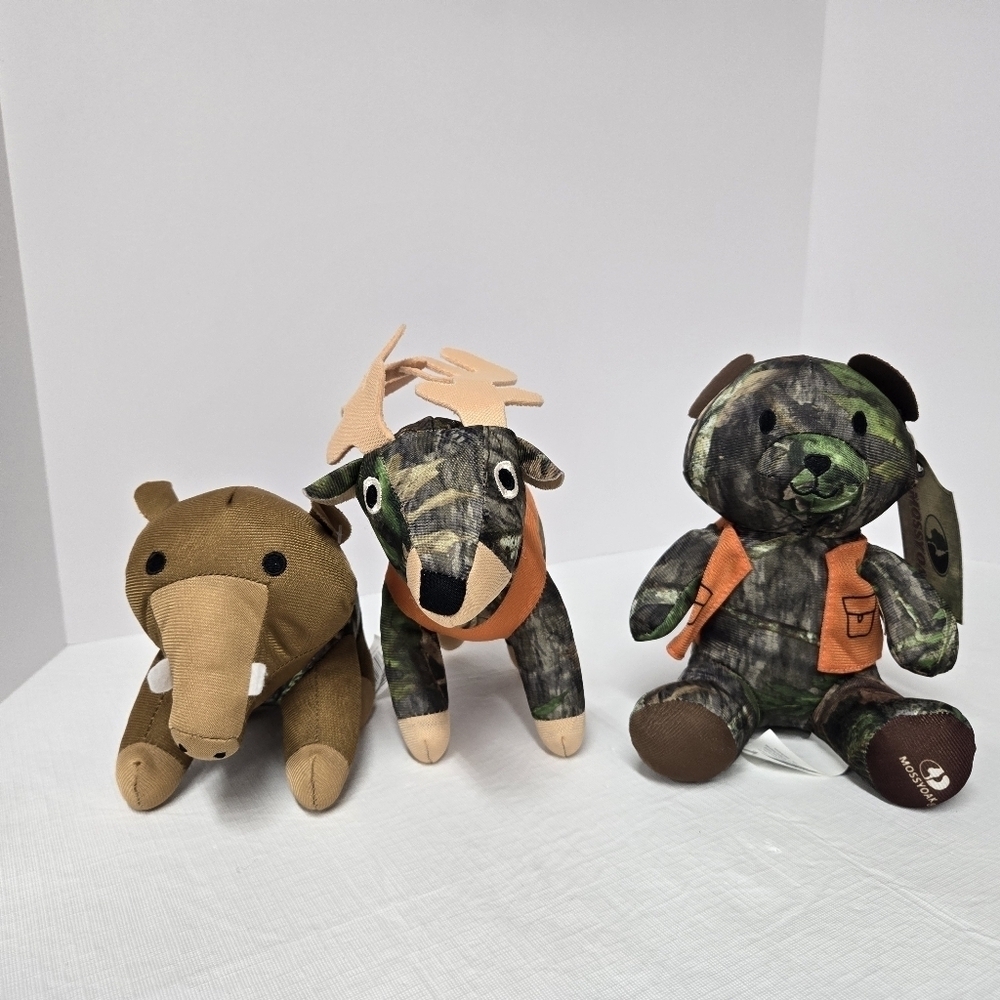 Mossy Oak Plush Wild Boar Warthog Deer Bear Camouflage‎ Stuffed Toy Lot Of 3